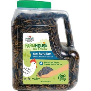 Manna Pro Farmhouse Favorites Quirky Quatro Crunch – 100% Natural Protein Treat for Mixed Flocks – Blend of Black Solider Fly Larvae, Mealworms, Beetles & Shrimp – 2lb