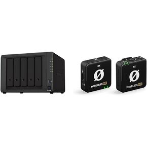 Synology 5-Bay DiskStation DS1522+ (Diskless),Black & RØDE Wireless ME Ultra-Compact Wireless Microphone System with Built-in Microphones