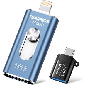 256GB USB Flash Drives for Phone, iPhone Memory Storage Stick for Photos and Videos, Compatible with iPhone iPad Android PCs, No App Required Plug & Play (Dark Green)