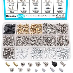 400PCS Computer Screws Assortment Kit, Motherboard Standoffs Screws PC Screws + 480PCS M.2 SSD Mounting Screws Motherboard Standoffs Screws Computer Screws Assortment Kit