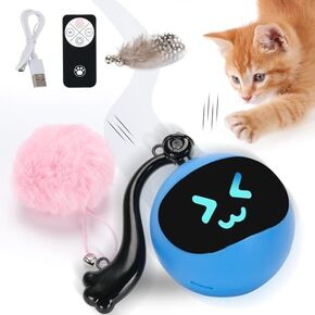 2 in 1 Simulated Interactive Hunting Cat Toy,Self Rolling Ball in Pouch,Rechargeable Hide and Seek Cat Toys for Indoor Cats,interactive cat toys ball fast rolling in pouch，Remote Control Cat Toy