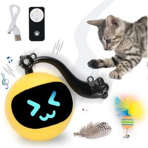 2 in 1 Simulated Interactive Hunting Cat Toy,Self Rolling Ball in Pouch,Rechargeable Hide and Seek Cat Toys for Indoor Cats,interactive cat toys ball fast rolling in pouch，Remote Control Cat Toy