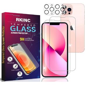 RKINC Screen Protector [3-Pack] for iPhone 13 13 Pro 14 6.1-Inch, Tempered Glass Film Screen Protector, 0.33mm [LifetimeWarranty][Bubble-Free][Anti-Scratch][Anti-Shatter]