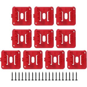 HARFINGTON 10pcs Battery Holder Wall Mount Tool Holder Dock Battery Storage Rack for M18 18V Battery, Red