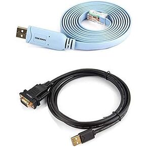 كابل وحدة تحكم USB إلى RJ45 و USB إلى DB9 كابل التسلسلي لنظام التشغيل Windows 10 و 8 و 7 و Vista و XP و 2000 و Linux و Mac OS (6 أقدام)