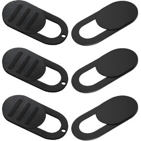 Ultra-Slim Laptop Camera Cover Slide | 0.03 Inch Thick | Upholds Digital Privacy | Compatible with Mobiles, Tablets, Desktops & Laptops | Black Classic + Textured- 6 Pack