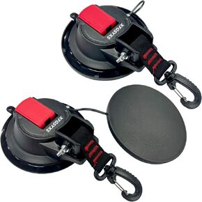 Heavy Duty Suction Cup Anchors with Hooks, 2 PCS 4.5 Inch Strong Vacuum Tie Down Suction Cup Camper Accessories for Outdoor Camping Tarp Car Side Awning RV Boat Window Glass Surfing Home Workshop