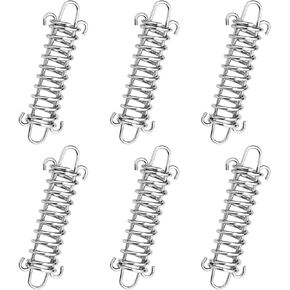 6 Pack Tension Spring for Camping Tent Rope, Heavy Duty Steel Porch Swing Springs Buckle Tarp Sunshade Awning Rope Tensioner, Dog Leash Shock Absorbing Spring for Training
