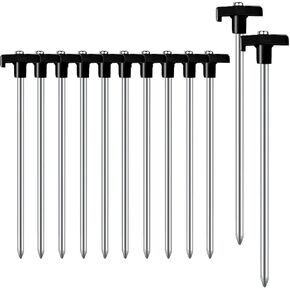 12PCS Tent Stakes Heavy Duty Camping Stakes,AVOFOREST 10 Inch Non-Rust Metal Tent Pegs Ground Stakes Tent Spikes Camping,Garden,Hiking Orange