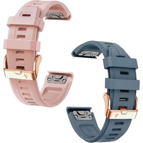 استبدال شريط الساعات 20 مم لـ Garmin Fenix ​​5S/5S Plus/6S/7S/Instinct 2S/D2 ， سيليكون سريع الملاءمة مع مشبك Rosegold و Dustrose و CaptainBlue Bundle