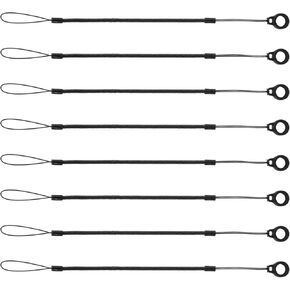 8pcs Elastic Tether Lanyard, 9.8 Inch Pen Leash Anti-Lose Stylus Tether Retractable Spring Coil Strap Stylus Lanyard Cord for Tether Drawing Pen to Tablet Touchscreen (Black)
