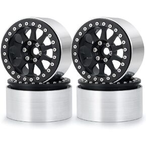 Maleonn 4PCS 2.2 Beadlock Wheels Rims 35mm RC Aluminum Alloy Wheel Hubs Set for 1/10 Scale SCX10 D90 Wraith 90048 90018 RR10 RC Crawler Car Accessories Upgrades, Matte Black