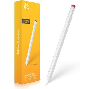 ZAGG 2-Pack Silicone Grips for Apple Pencil (1st Gen, 2nd Gen, USB-C) & ZAGG Pro Stylus(2 & 1) – Ergonomic Comfort, Anti-Roll, Round with three flat surfaces Design for Writing & Drawing, Black, White