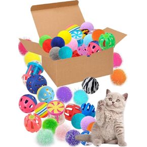 10-Pack Colorful Sturdy Cat Toy Balls with Bells, Interactive & Energetic Play, Easy-Grab Cat Toys for All Breeds and Ages