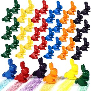 Bunny Shape Crayons Non-toxic Washable Toddler Crayons Colored Crayons Palm Grip Crayons Coloring Easter Gifts For Kids Toddlers Easter Prizes Easter Basket Fillers(48 Pack)