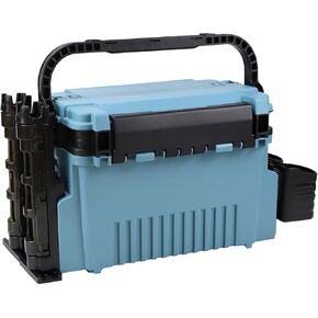 Tackle Box Large Saltwater Tackle Box Organizer Fishing Tackle Storage 2 Layer Large Fishing Bucket Live Fish Bait Bucket with Rod Holder Cup Holder Big Fishing Tackle Boxes (Blue)