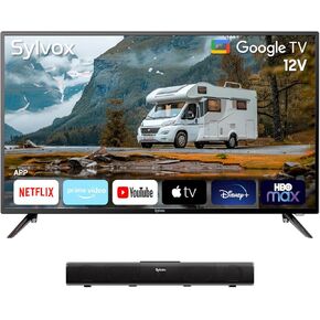 SYLVOX Smart RV TV with Soundbar, 40" 12-24V TV for RV Camper 1080P DC/AC Powered Television, Support Download APPs, Google Assistant, Bluetooth WiFi, Smart TV for Home Car Campervan Truck