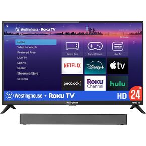 Westinghouse HD 24" TV and 2.0 Channel Compact Mini Soundbar