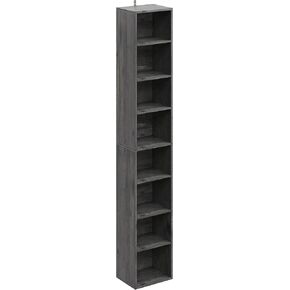 IRONCK Tall Narrow Bookshelf 8 Tiers, Compact Corner Bookcase, Easy to Match for Living Room, Office, Study, Bedroom, Vintage Black