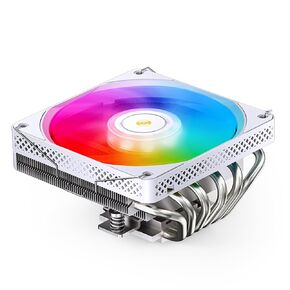 JONSBO HP600 White ARGB Low Profile CPU Air Cooler,120mm PWM Fan, 6 Heat Pipes,Silent Series Down-Flow Radiator,LGA 115X/1200/1700,AM4/AM5 Cooler,D-TDP:210W，Hight 66mm
