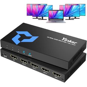 4K@60Hz HDMI Splitter 1 in 2 Out for Dual Monitors, Mirror/Duplicate Screens Only, HDMI2.0, 4:4:4, 30-bit, HDCP2.2, 18Gbps