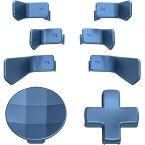 eXtremeRate Magnetic Stainless Steel D-Pads + 6 in 1 Replacement Interchangeable Back Paddles for Xbox One Elite & Elite Series 2 Controller - Metalic Neptune Blue
