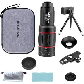 36X Telephoto Lens Kit Compatible with iPhone and Android, Long Focus Telephoto Phone Lens Magnification with Universal Clip and Tripod, Suitable for Most Smartphones Picture Video Taking