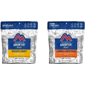 Mountain House Biscuits & Gravy and Lasagna with Meat Sauce | Freeze Dried Backpacking & Camping Food |2 Servings Each