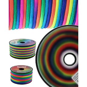 Soft Rainbow Paracord 7 Strands 4mm Nylon Parachute Cord 160ft 320ft Camping Rope