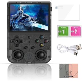 RG353V Retro Game Console Support Dual OS Android 11+ Linux, 3.5 Inch IPS Screen 640*480 High Resolution,with 64G TF Card 4452 Classic Games Casual Game Console (Gray)