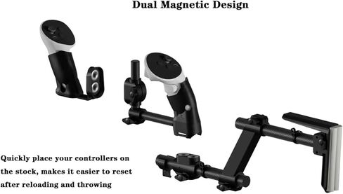 Moginno G3 Pro VR Carbon Carbon Pun Stock متوافق مع Meta/Oculus Quest 2 Controller Accessories ، محول بندقية Gunstock المغناطيسية مع حزام الكتف ، تعزيز FPS Games Control Feel in Kuwait