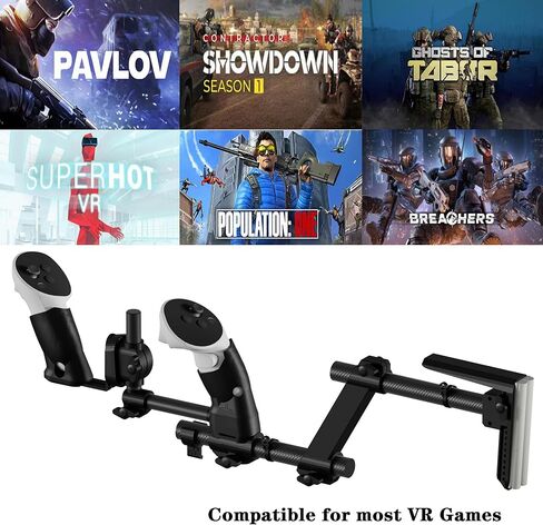Moginno G3 Pro VR Carbon Carbon Pun Stock متوافق مع Meta/Oculus Quest 2 Controller Accessories ، محول بندقية Gunstock المغناطيسية مع حزام الكتف ، تعزيز FPS Games Control Feel in Kuwait