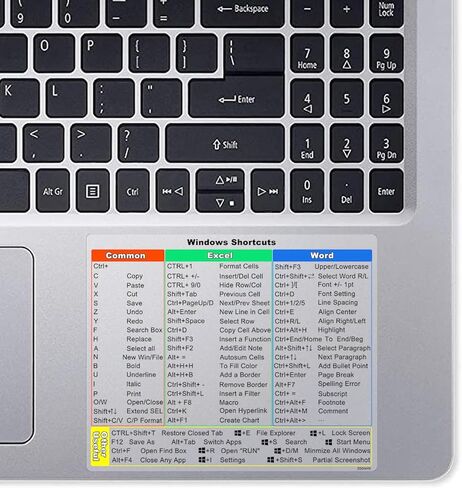 2-Pack丨Windows Shortcut Sticker丨, Keyboard Shortcut Vinyl Sticker, Laptop Keyboard Shortcuts Stickers for Windows System Any PC Computer Laptop Desktop Notebook-Black Background with White Letters in Kuwait