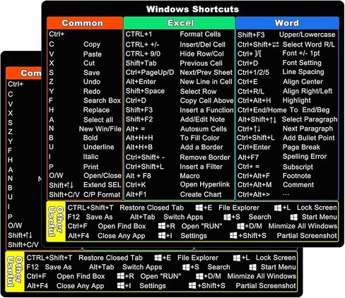 2-Pack丨Windows Shortcut Sticker丨, Keyboard Shortcut Vinyl Sticker, Laptop Keyboard Shortcuts Stickers for Windows System Any PC Computer Laptop Desktop Notebook-Black Background with White Letters in Kuwait