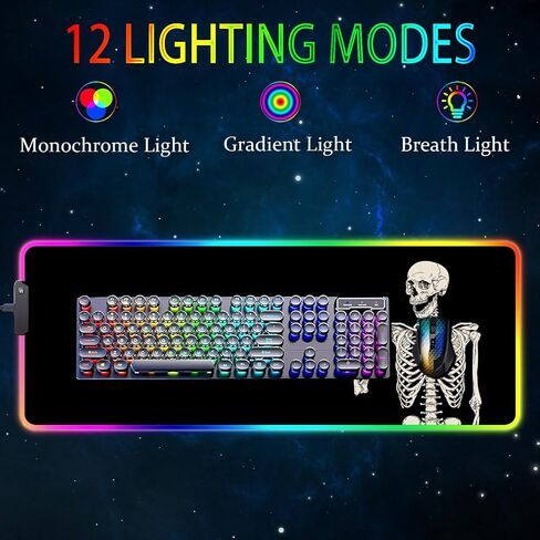 لوحة الماوس للألعاب RGB ، موسباد كبير مع ضوء LED ، إكسسوارات ألعاب لوحة المفاتيح للمكتب ، حصيرة فأر من المطاط غير المنقولة للاعبي ، 31.5 × 11.8 بوصة ، مجرة ​​رائعة in Kuwait