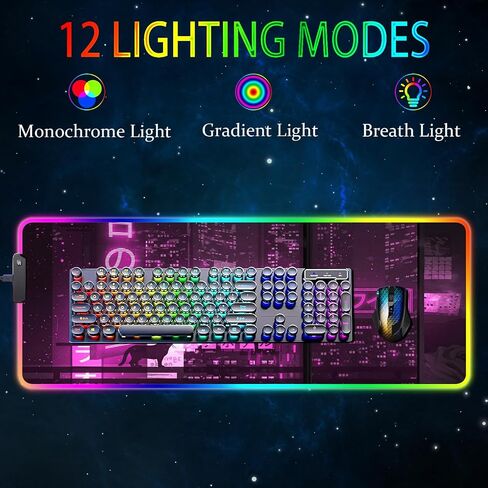 لوحة الماوس للألعاب RGB ، موسباد كبير مع ضوء LED ، إكسسوارات ألعاب لوحة المفاتيح للمكتب ، حصيرة فأر من المطاط غير المنقولة للاعبي ، 31.5 × 11.8 بوصة ، مجرة ​​رائعة in Kuwait