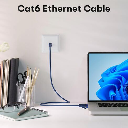 CAT6 Ethernet Cable 1.5 FT (6 pack) ، snagless cat 6 patch cable ، stacks pvc المرونة المرنة ، متعددة الحزم ، OFC ، 1 جيجابت في الثانية ، كابلات شبكة الإنترنت CAT6 ، UTP ، الكمبيوتر ، جهاز التوجيه ، الخوادم ، مركز بيانات تكنولوجيا المعلومات ، الأزرق in Kuwait