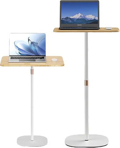 Laptop Floor Stand, Portable Standing Desk 3 Heights Adjustable 18.5“- 47.2“ Stylish Movable Ergonomic Workstation for Home Office Classroom Meeting Room Walnut in Saudi Arabia
