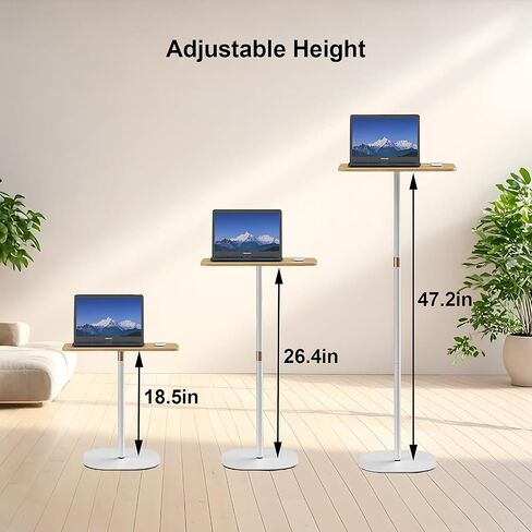 Laptop Floor Stand, Portable Standing Desk 3 Heights Adjustable 18.5“- 47.2“ Stylish Movable Ergonomic Workstation for Home Office Classroom Meeting Room Walnut in Saudi Arabia