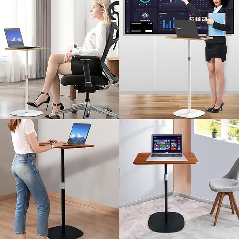 Laptop Floor Stand, Portable Standing Desk 3 Heights Adjustable 18.5“- 47.2“ Stylish Movable Ergonomic Workstation for Home Office Classroom Meeting Room Walnut in Saudi Arabia
