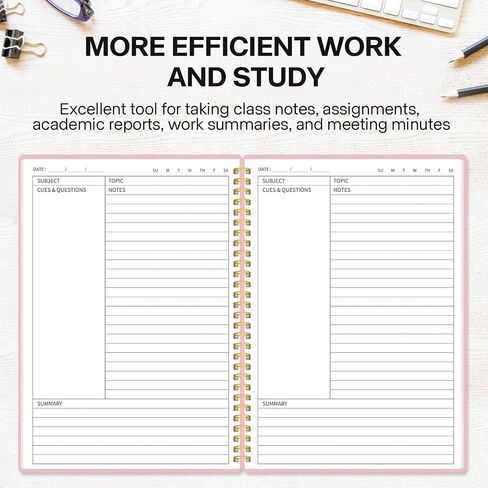 Cornell Notes Notebook, College Spiral Notebooks for Note Taking, Spiral Cornell Notebook, Subject College Ruled Notebook for Office/School/Teacher/Student（7x10"） in Saudi Arabia