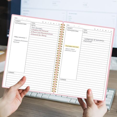 Cornell Notes Notebook, College Spiral Notebooks for Note Taking, Spiral Cornell Notebook, Subject College Ruled Notebook for Office/School/Teacher/Student（7x10"） in Saudi Arabia