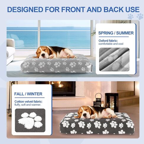 Dog Bed Covers,Waterproof Dog Bed Cover Pet Bed Cover with Lovely Dog Paw Print and Double-sided Usable Design Replacement Machine Washable Pet Hair Easy to Remove,for Dog/Cat, Cover Only in Kuwait