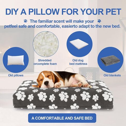 Dog Bed Covers,Waterproof Dog Bed Cover Pet Bed Cover with Lovely Dog Paw Print and Double-sided Usable Design Replacement Machine Washable Pet Hair Easy to Remove,for Dog/Cat, Cover Only in Kuwait