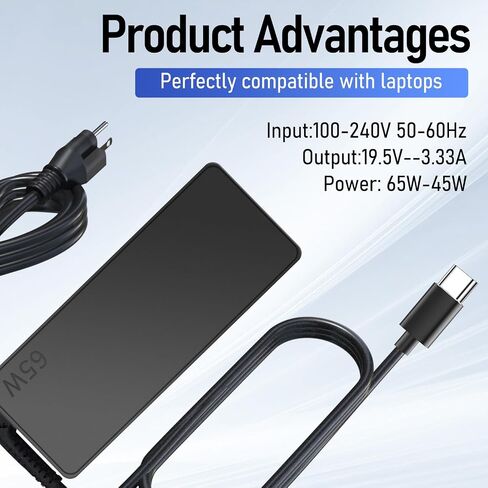 65W Universal Laptop Charger for HP EliteBook & ProBook - Fast Charging, Safe & Durable, Compatible with 4.5mm*3.0mm Connector in Saudi Arabia