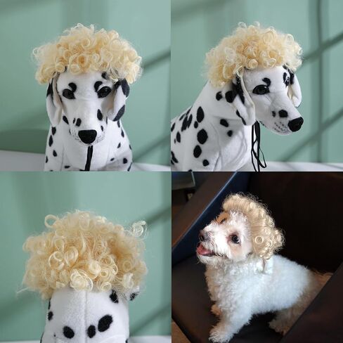 Funny Dog Cat Cosplay Wig, Dog Wigs for Small Medium Dogs, Pet Costume Wig for Halloween Christmas Parties Festivals （Black Brown Straight Hair） in Saudi Arabia