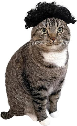 Funny Dog Cat Cosplay Wig, Dog Wigs for Small Medium Dogs, Pet Costume Wig for Halloween Christmas Parties Festivals （Black Brown Straight Hair） in Saudi Arabia