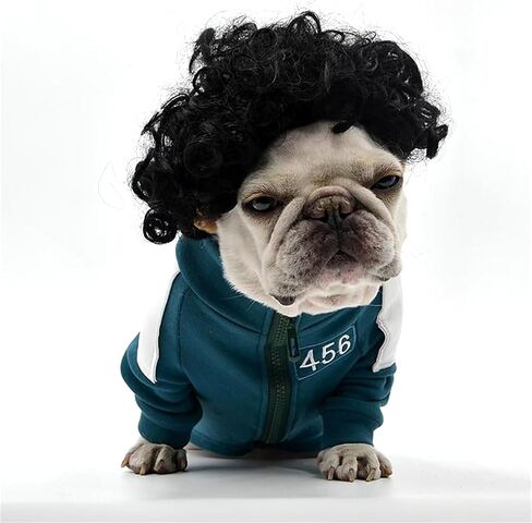 Funny Dog Cat Cosplay Wig, Dog Wigs for Small Medium Dogs, Pet Costume Wig for Halloween Christmas Parties Festivals （Black Brown Straight Hair） in Saudi Arabia