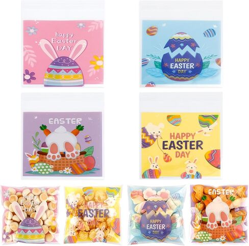 Valentines Treat Bags, 100 PCS Valentiens Cellophane Treat Bags, Valetines Candy Bags, Self Adhesive Plastic Valetine Gift Bags Cookie Bags Goodie Bags for Valentine's Day Holiday Party Favor Supplies in Kuwait