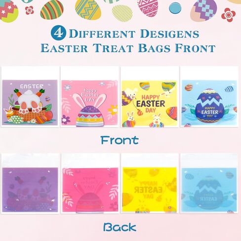 Valentines Treat Bags, 100 PCS Valentiens Cellophane Treat Bags, Valetines Candy Bags, Self Adhesive Plastic Valetine Gift Bags Cookie Bags Goodie Bags for Valentine's Day Holiday Party Favor Supplies in Kuwait